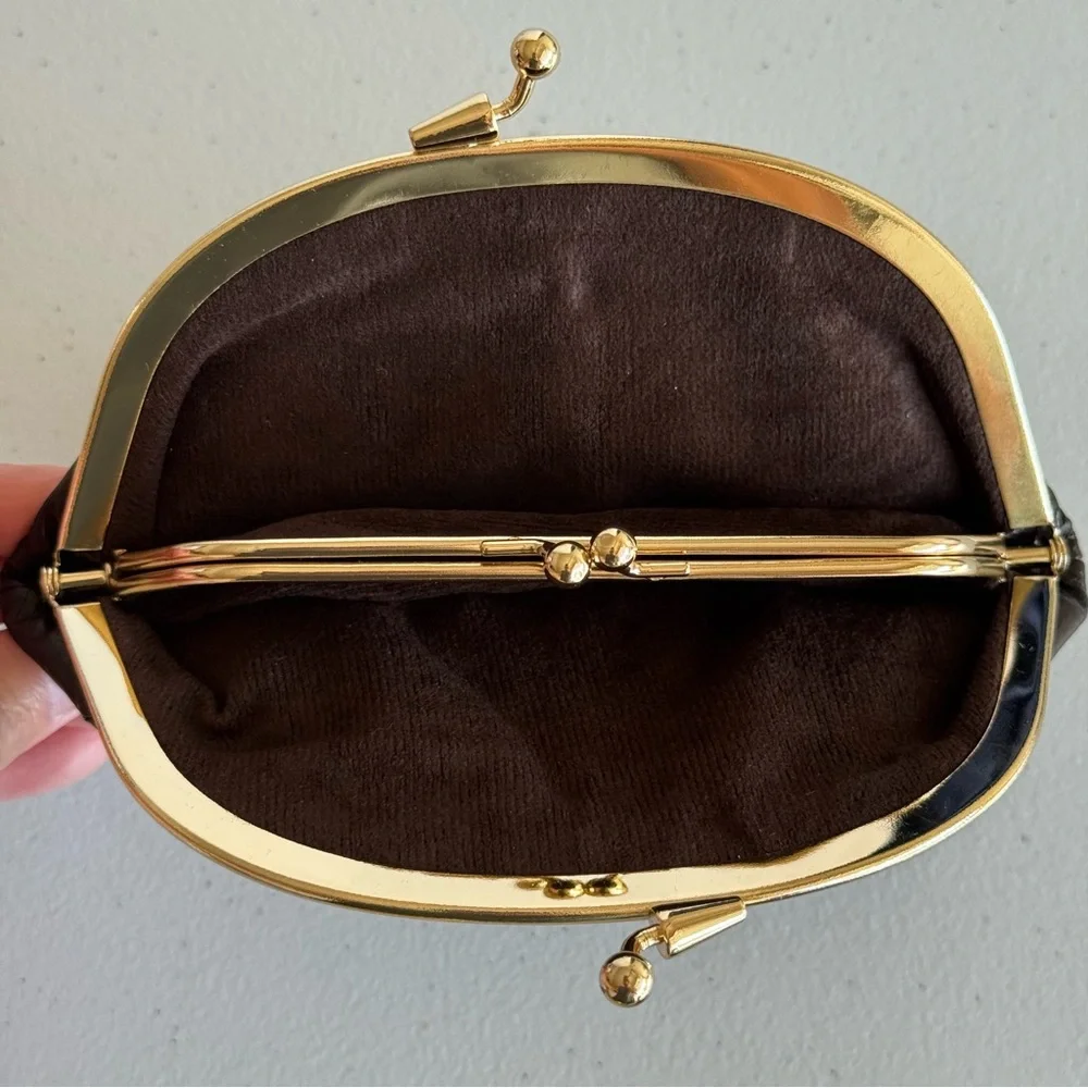 Vintage Eel Skin Kiss Lock Coinpurse Brown - Picture 5 of 6